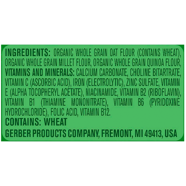 gerber organic oatmeal millet quinoa cereal