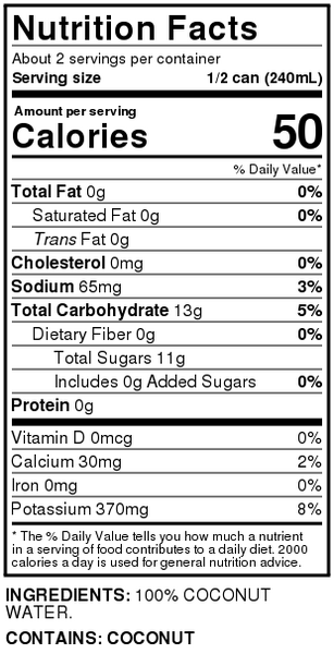 coconut water nutrition facts