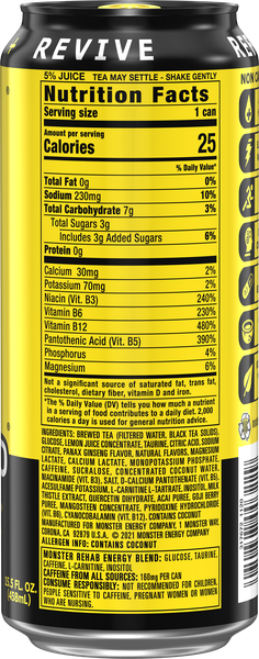 Monster Energy Rehab, Tea + Lemonade, Energy + Tea Energy Drink, 4
