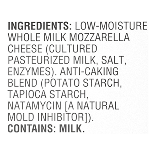 Food Club Low-Moisture Whole Milk Mozzarella Shredded Cheese