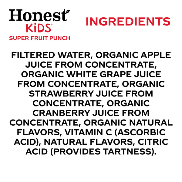 Honest Kids Organic Juice Drink Pouches Super Fruit Punch, 8 Pack