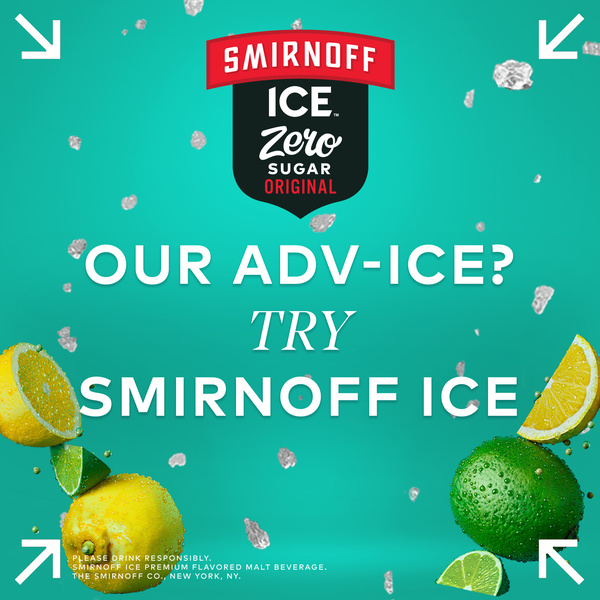 Smirnoff Ice Zero Sugar Original, 6 pack Cans, 12 fl oz, 4.5% ABV