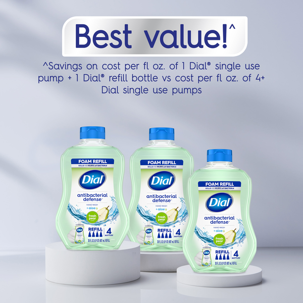 Dial Foam Hand Wash Refill, Fresh Pear, Antibacterial Defense Hy